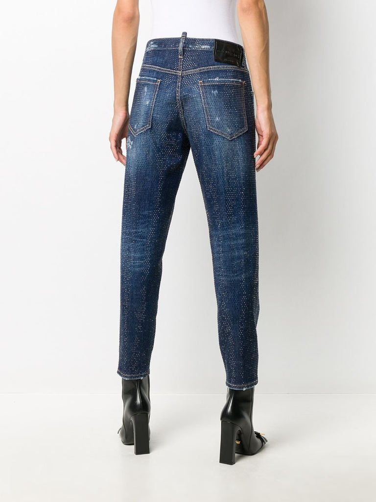 Cropped-Skinny-Fit-Jeans mit Nieten 