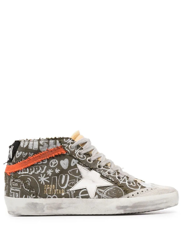 Mid Star lettering print high-top sneakers