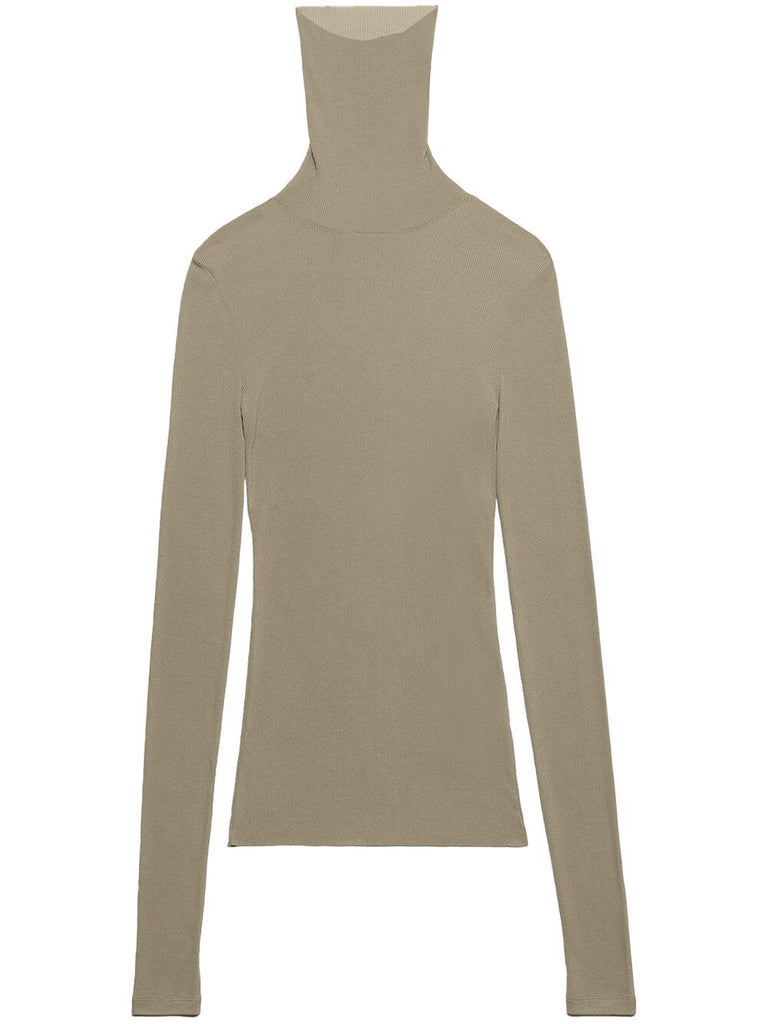 Hochgeschlossener Rippstrickpullover 