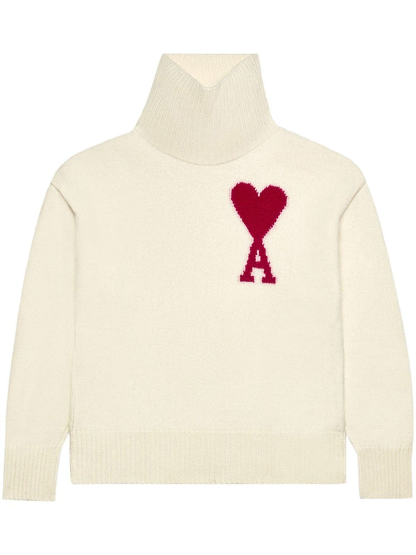 AMI Paris - intarsijas logotipa vilnas džemperis