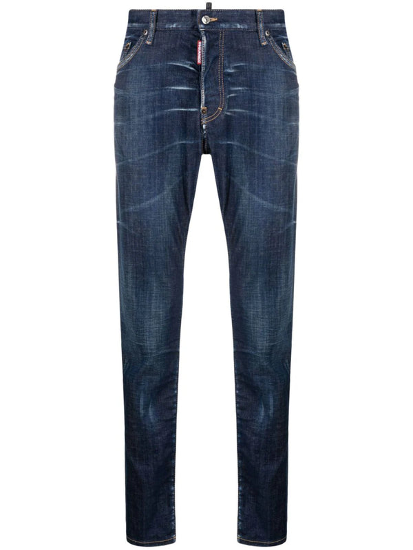 slim-cut stretch-cotton jeans