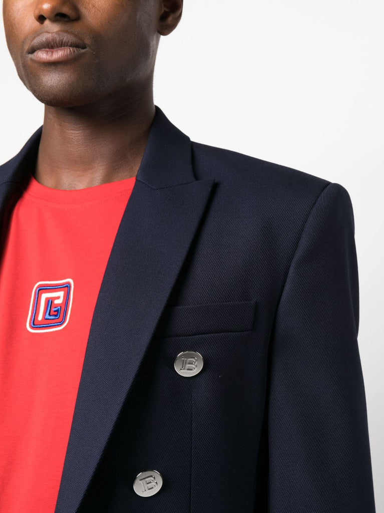 Zweireihiger Blazer mit geprägten Knöpfen 
