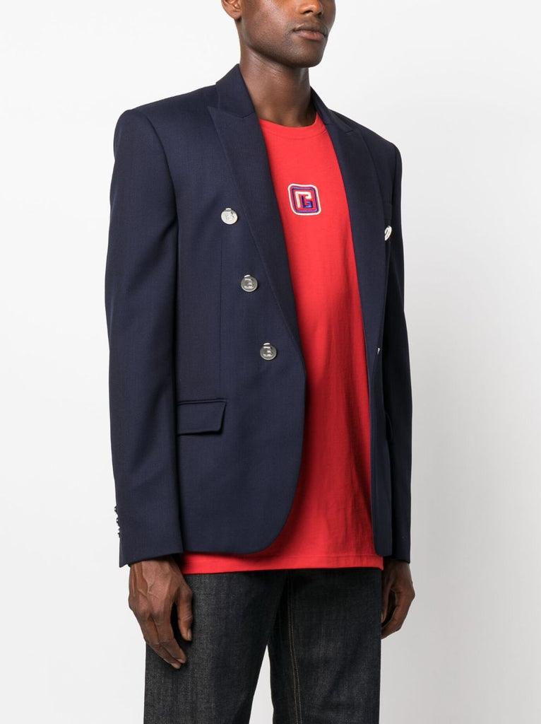 Zweireihiger Blazer mit geprägten Knöpfen 