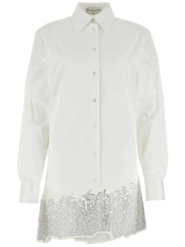 crystal-embellished cotton shirtdress