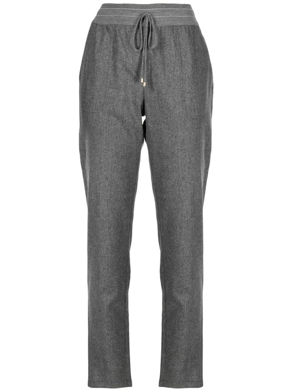 drawstring-waistband tapered trousers