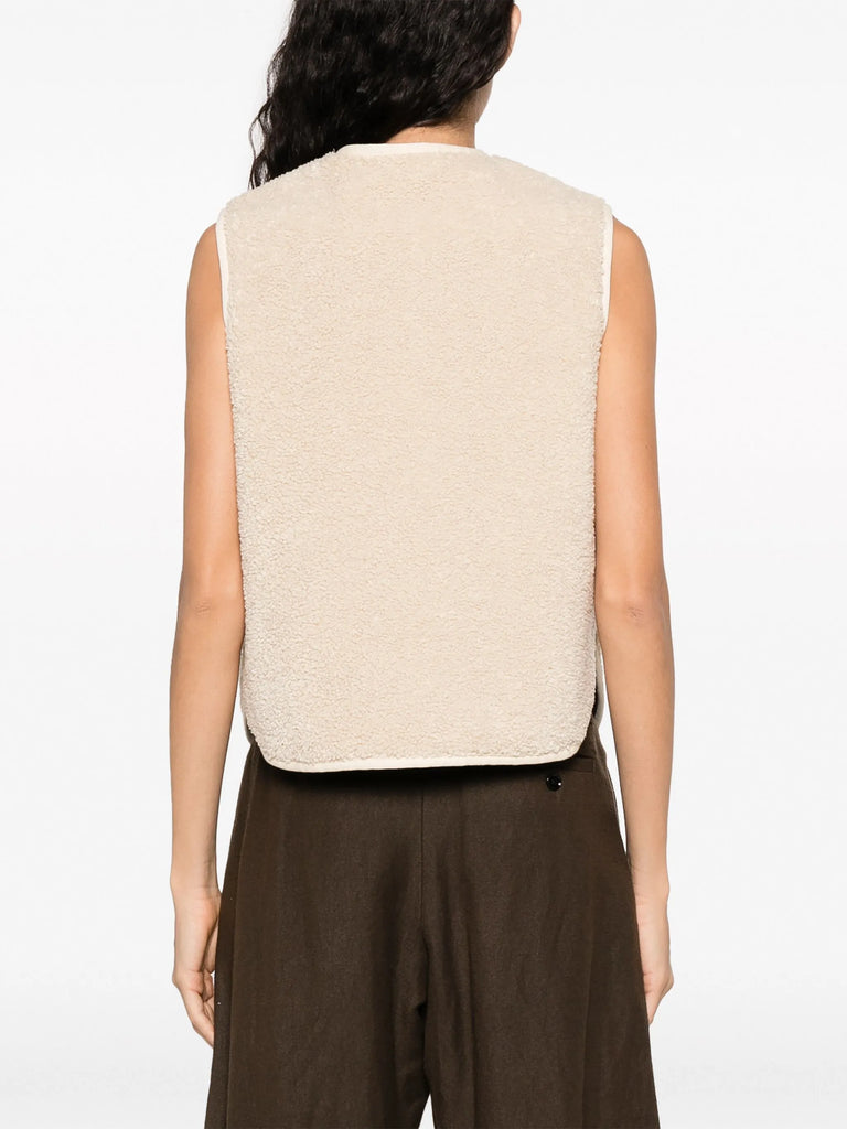 V-neck faux-shearling vest