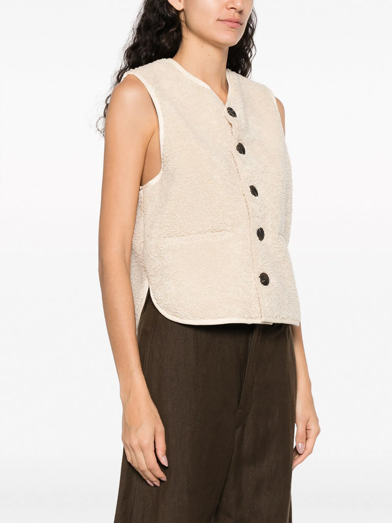 V-neck faux-shearling vest