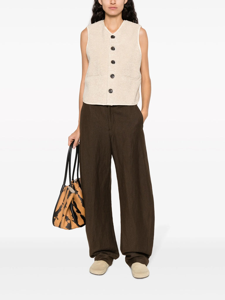 V-neck faux-shearling vest