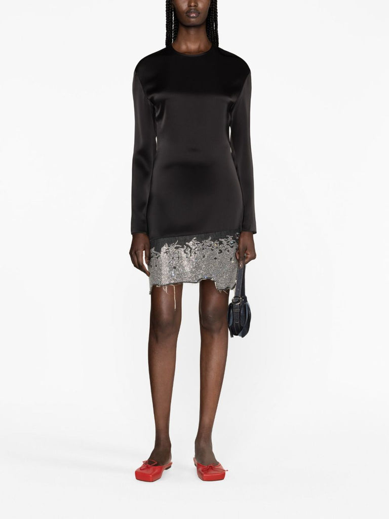 Glitzerverziertes Satin-Minikleid