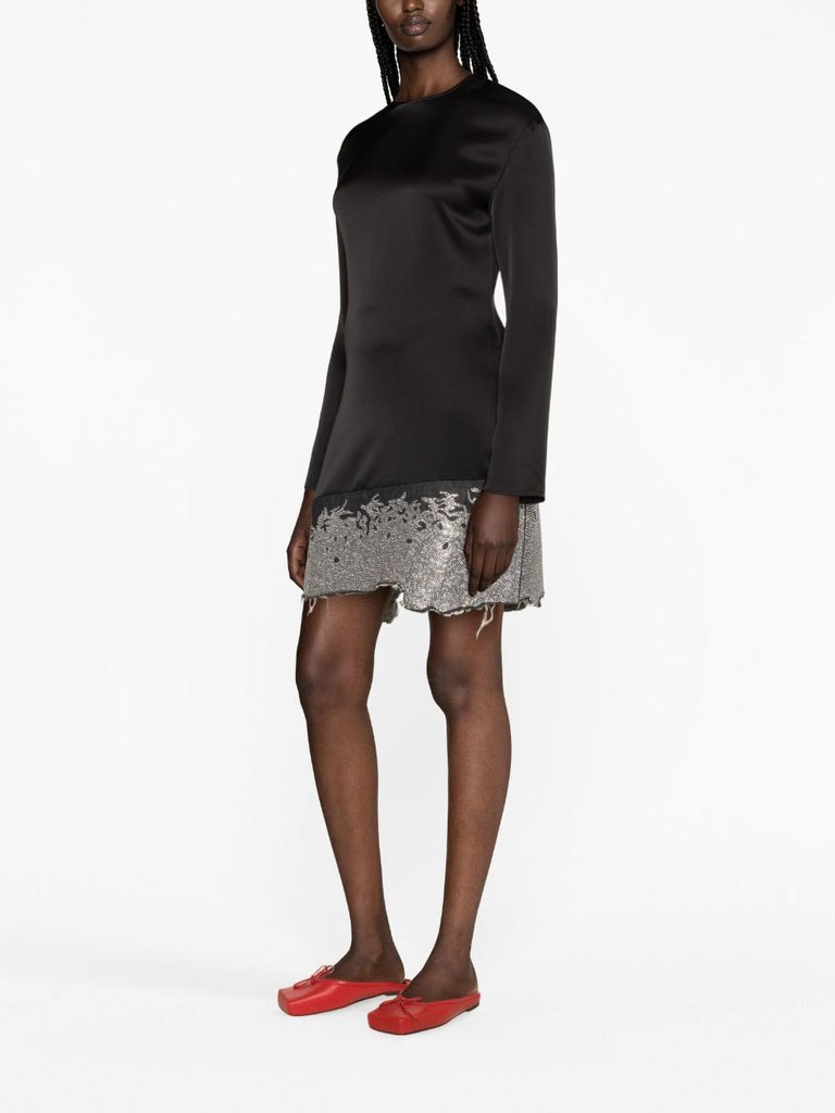 Glitzerverziertes Satin-Minikleid