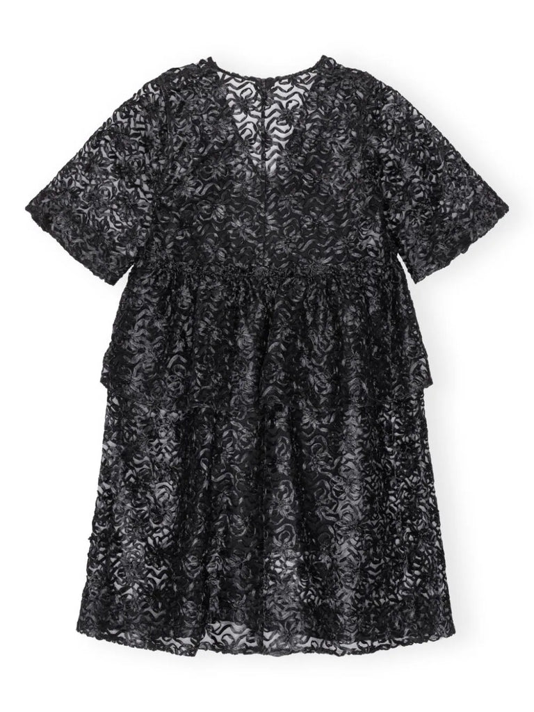 bow-pattern tulle minidress