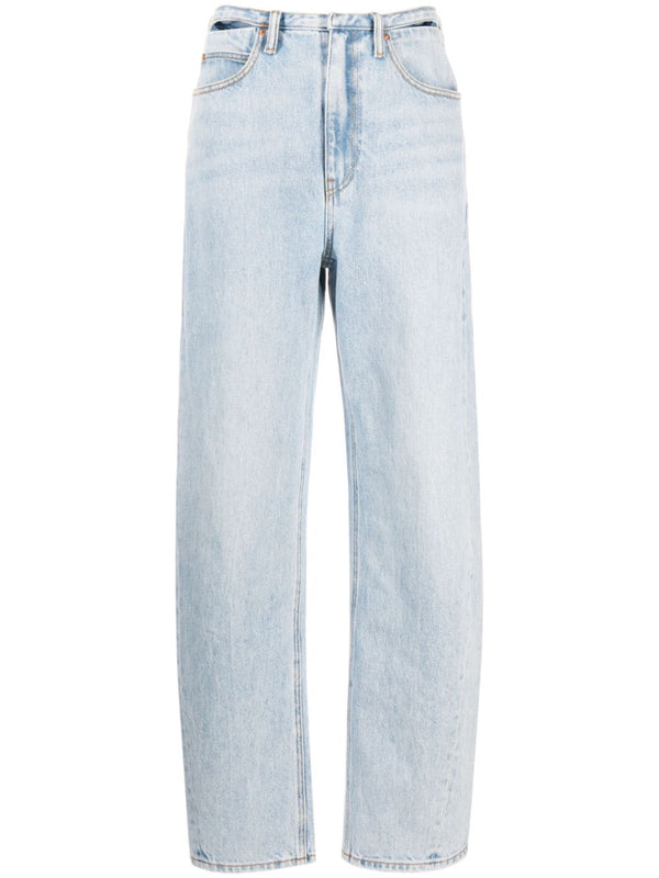 cut-out cotton straight jeans