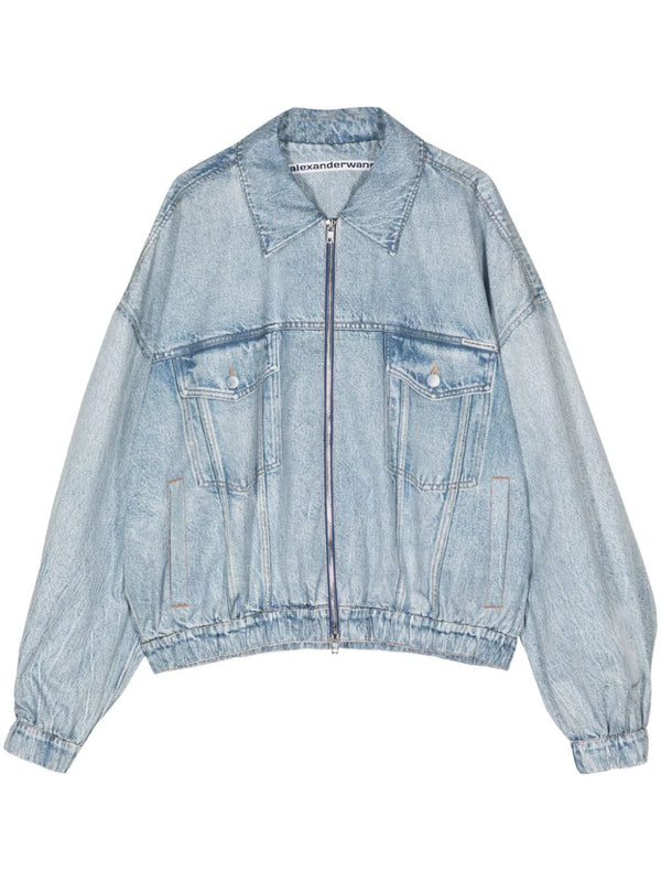 zip-up denim jacket