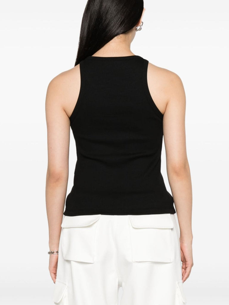 embroidered-logo ribbed tank top