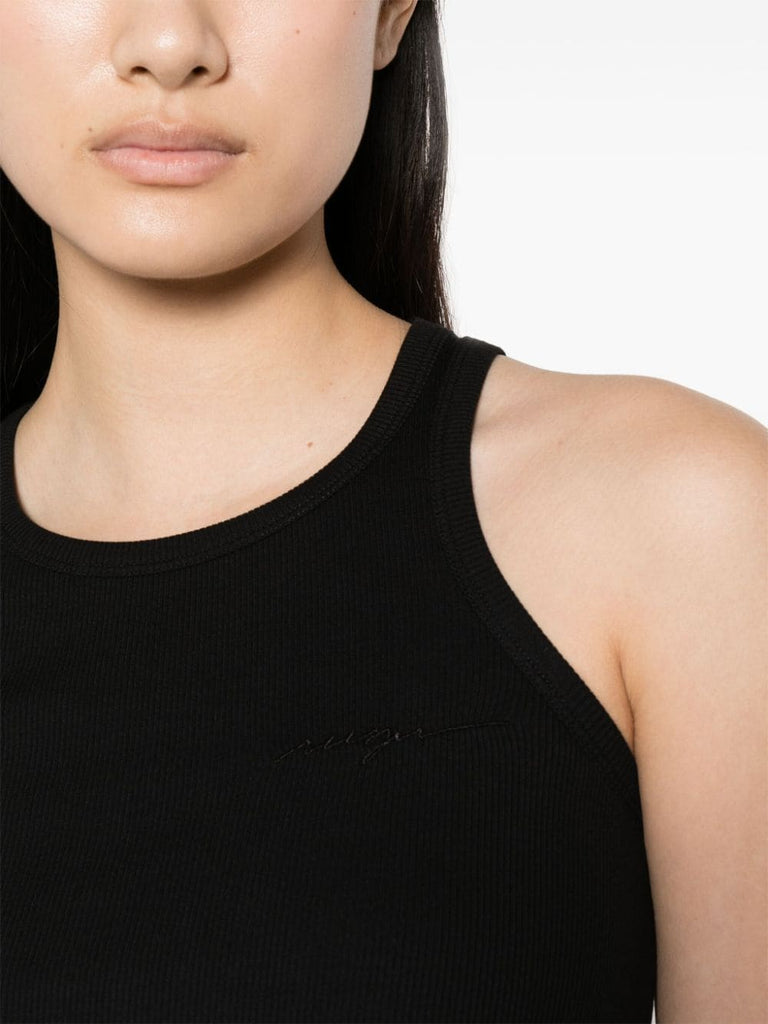 embroidered-logo ribbed tank top