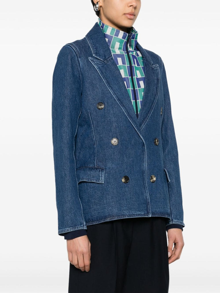 double-breasted denim blazer