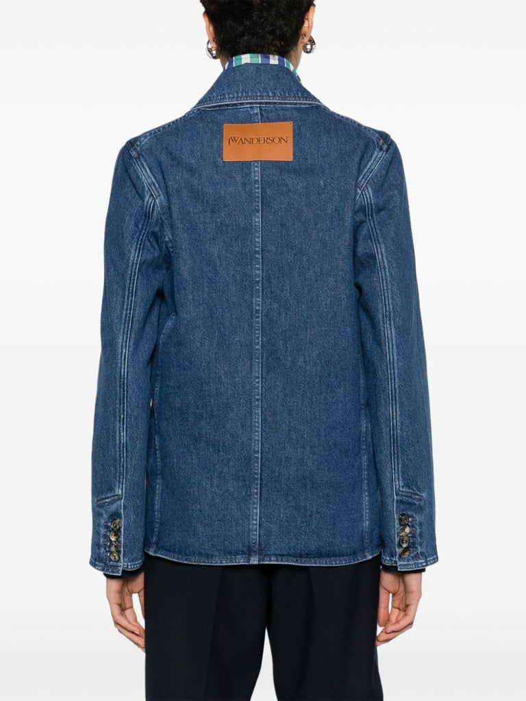 double-breasted denim blazer