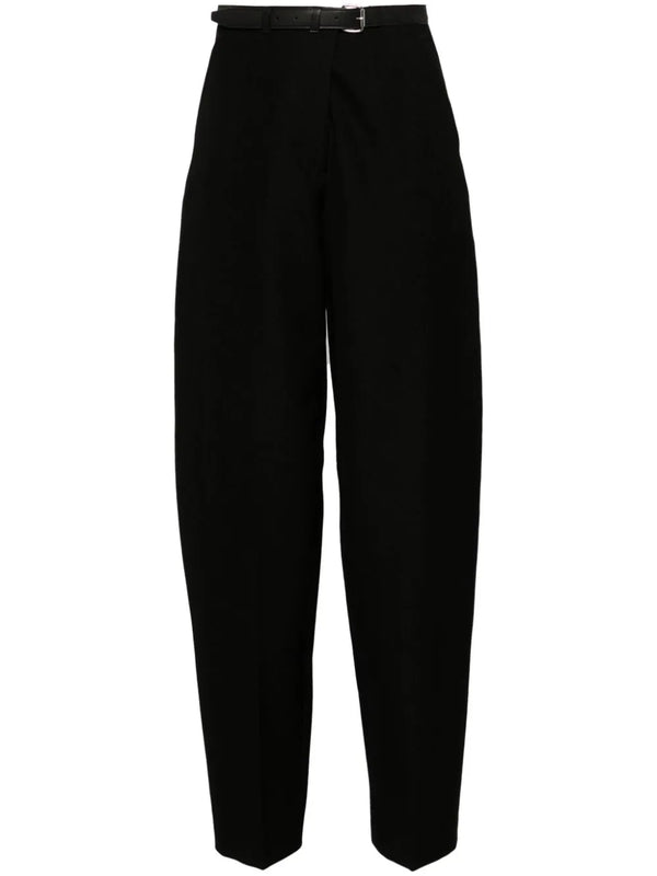 belted wool trousers