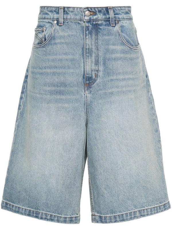 drop-crotch denim shorts