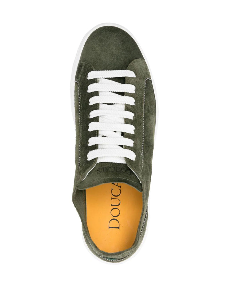chain-detailed suede sneakers