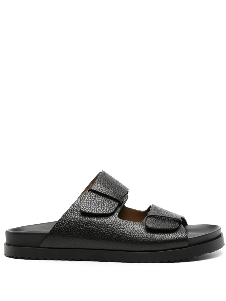 round-toe leather slides