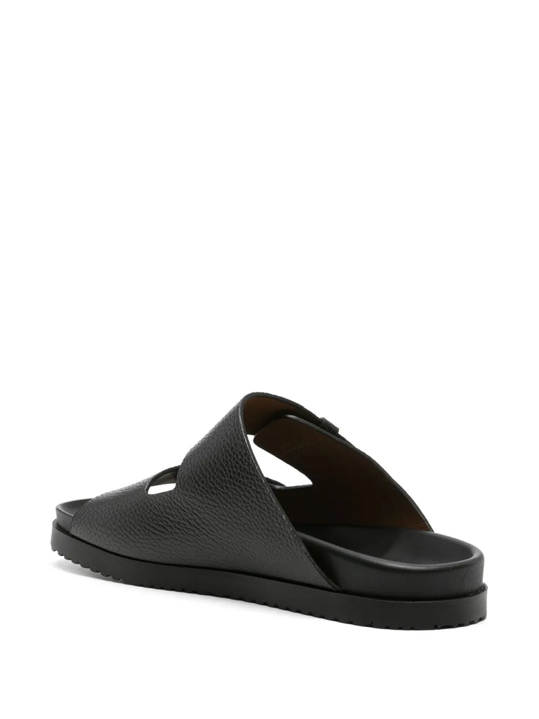 round-toe leather slides
