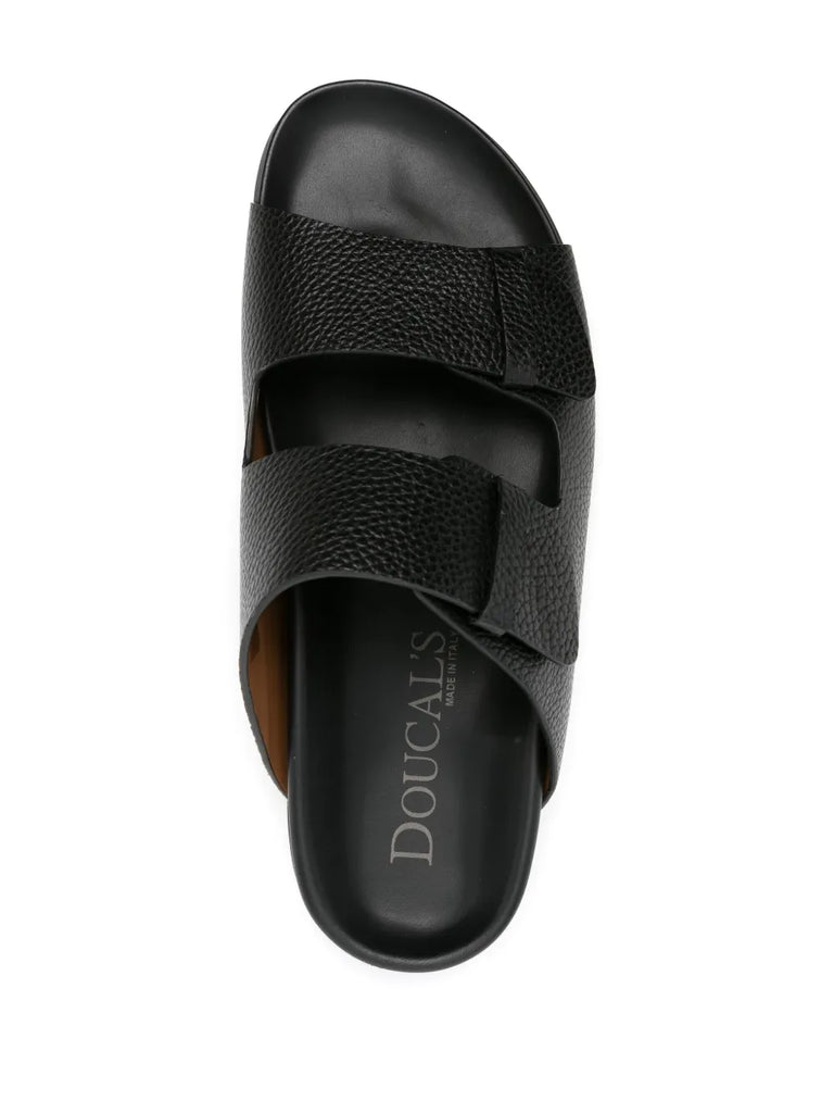 round-toe leather slides