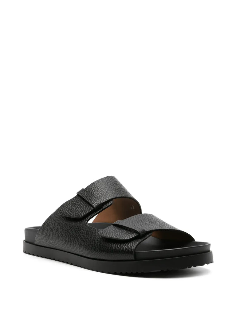 round-toe leather slides