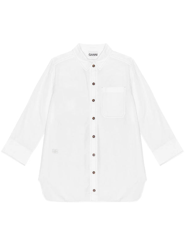 spread-collar organic-cotton shirt