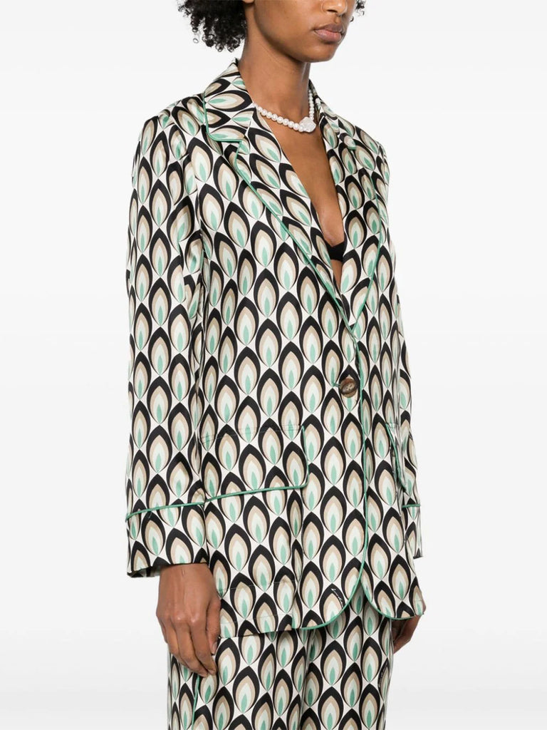 graphic-print silk blazer