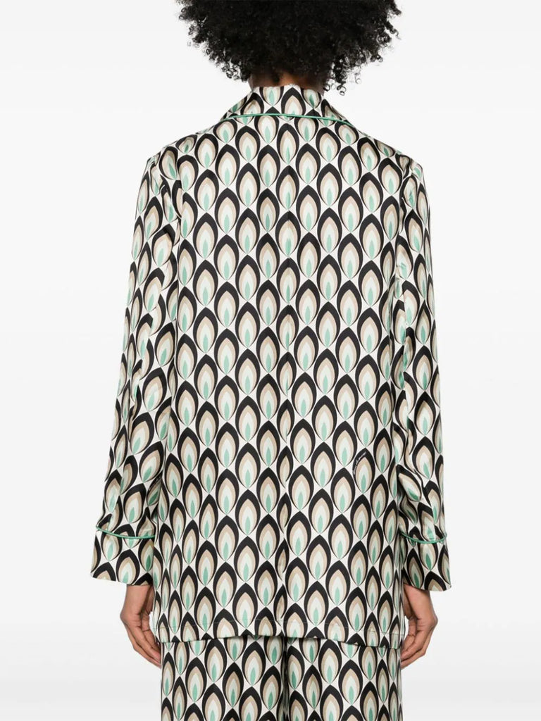 graphic-print silk blazer
