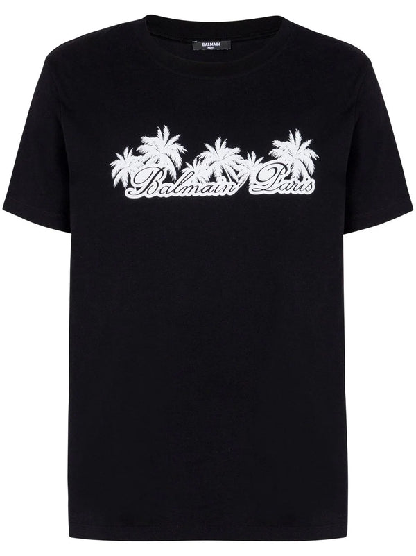 Palm-print cotton T-shirt