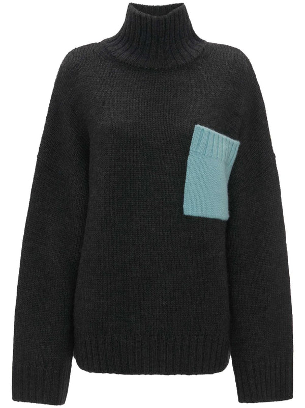 contrast-pocket ribbed-knit jumper