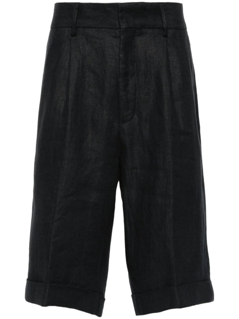 Leinenshorts mit Bügelfalten 