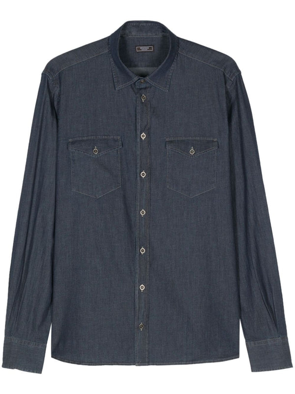 contrast-stitching denim shirt