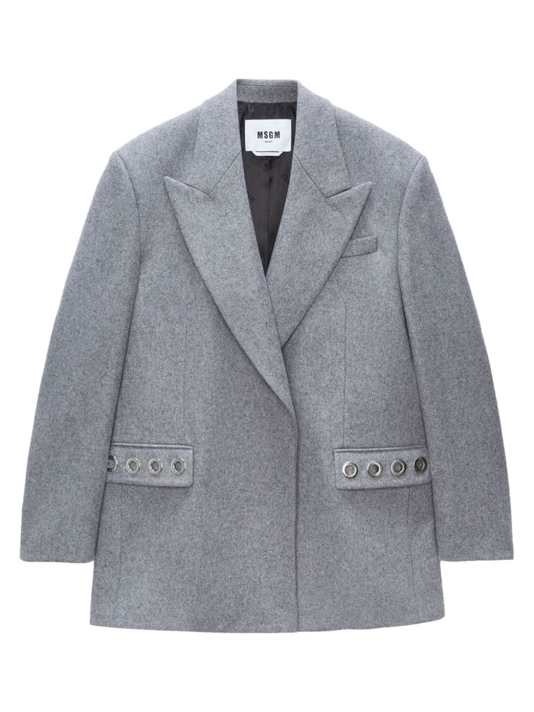 eyelet-embellished single-breasted blazer