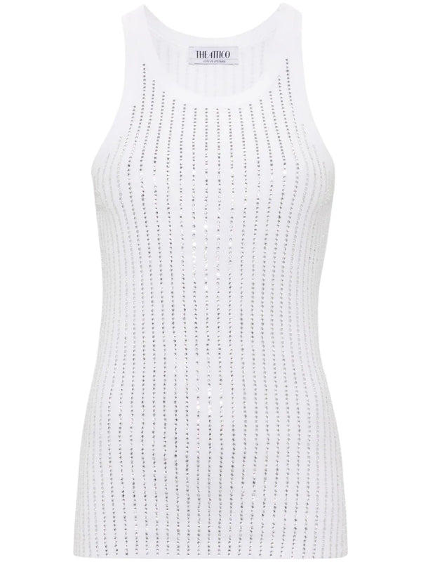 rhinestone-embellished cotton tank top