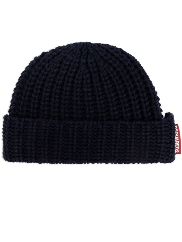 logo-tag wool beanie