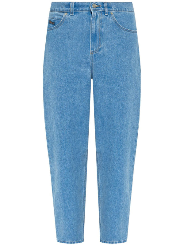 mid-rise tapered-leg jeans