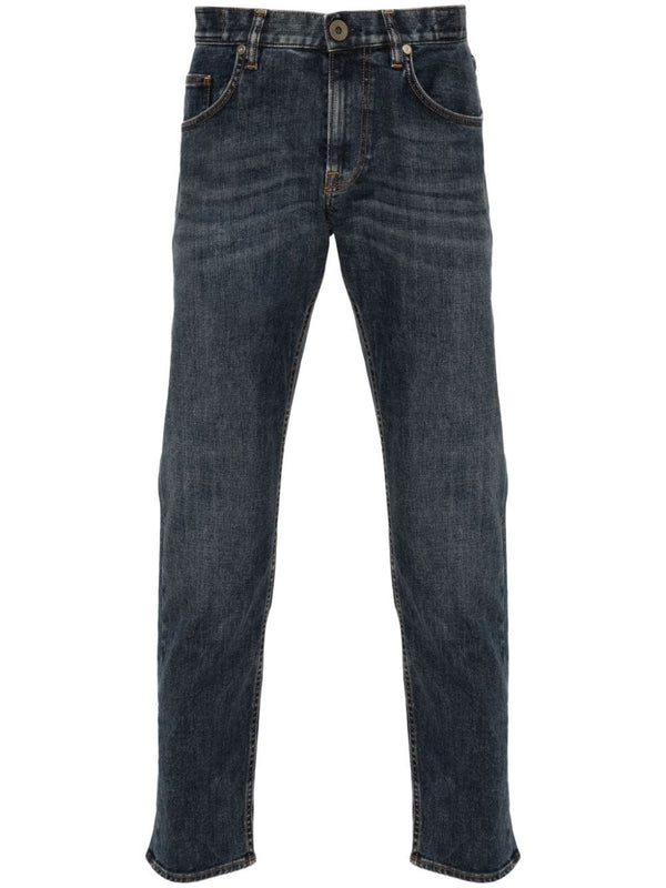 stonewashed slim cut jeans