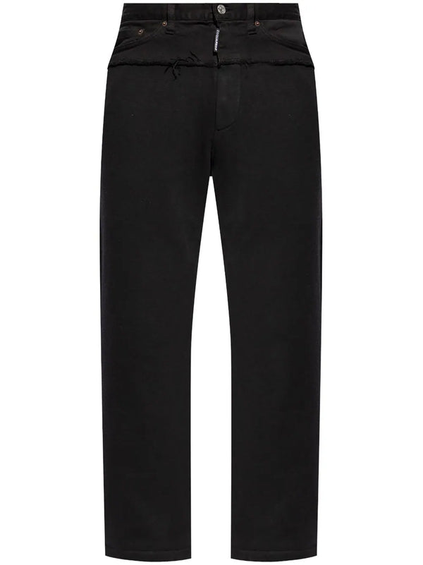 denim-panel cotton track pants