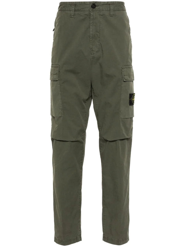 Compass-badge slim-cut cargo trousers