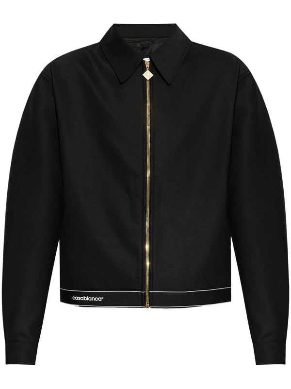 logo-print zipped bomber jacket