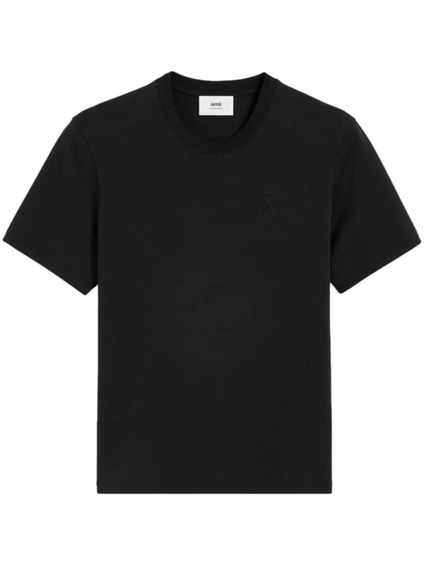 embroidered logo ribbed neck t-shirt