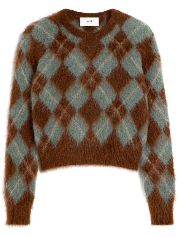 argyle wool blend brushed sweater