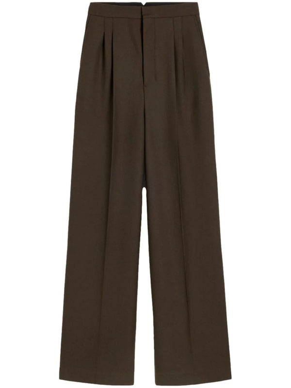 wide-leg wool trousers