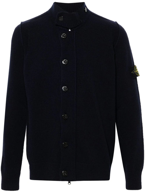 Compass-badge high-neck jumper