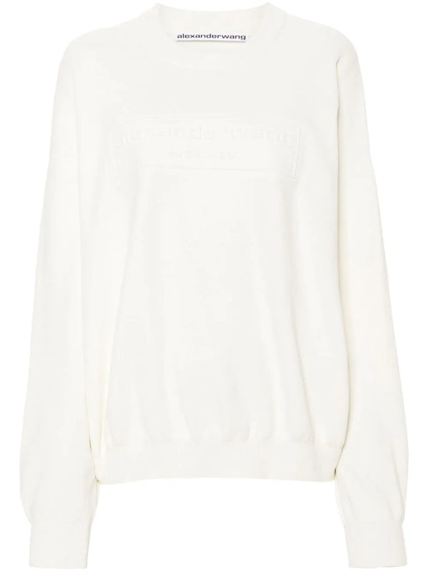 logo-embroidered ribbed jumper