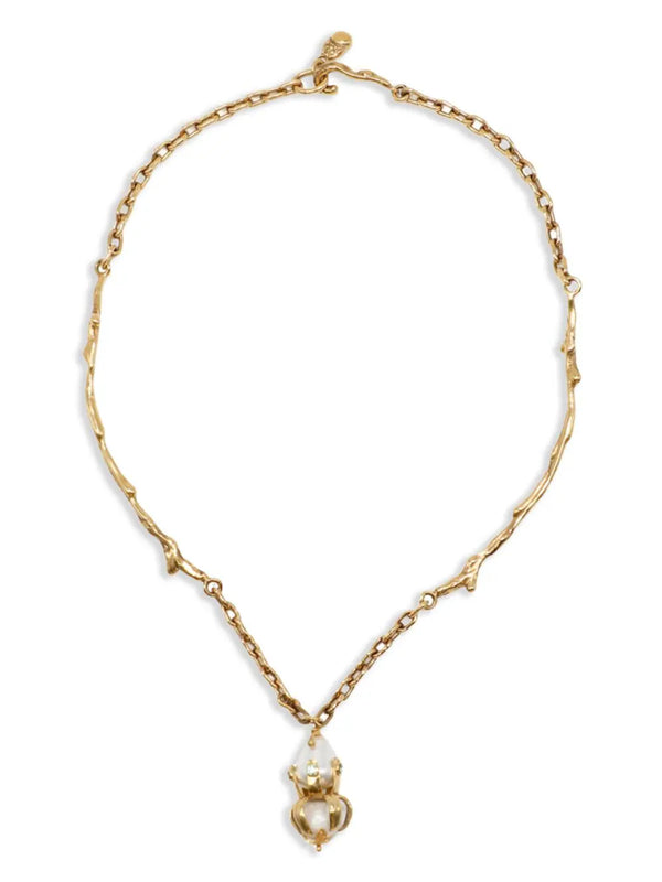 encased-pearl branch-motif necklace