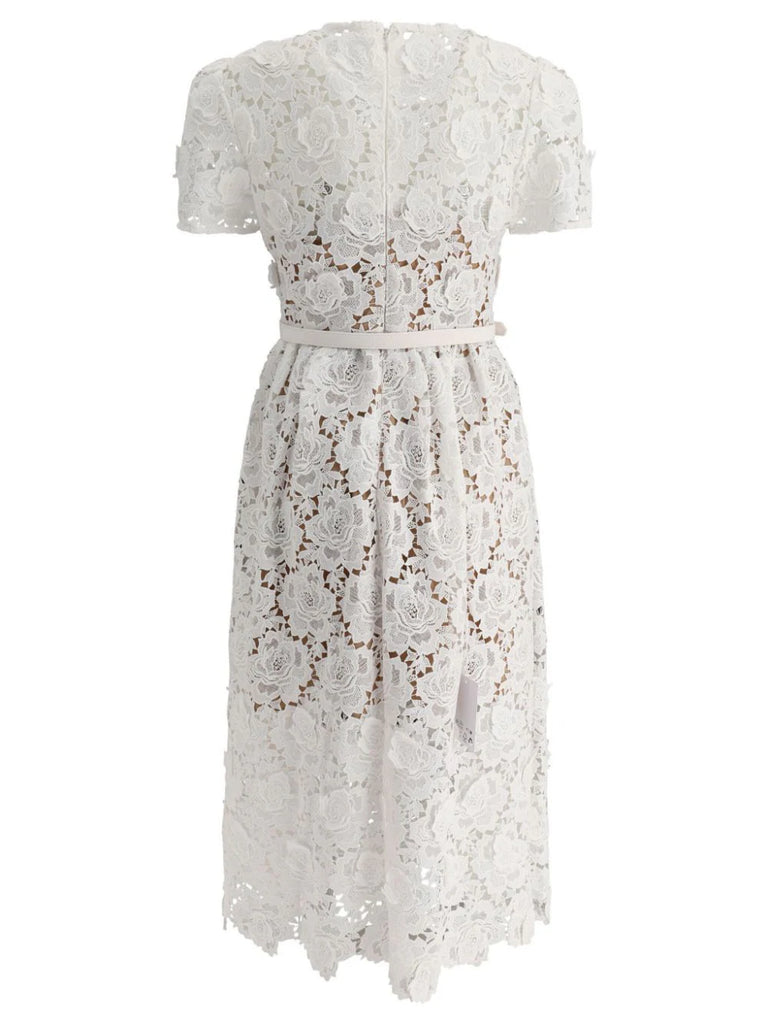 floral-lace midi dress